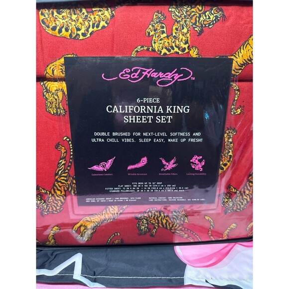 Ed Hardy Cal King Sheet Set, 6 pieces - Picture 5 of 7